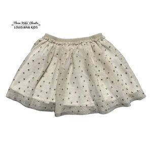 Mayoral 2Y Champagne Gold Glitter Polkadot Tulle Skirt